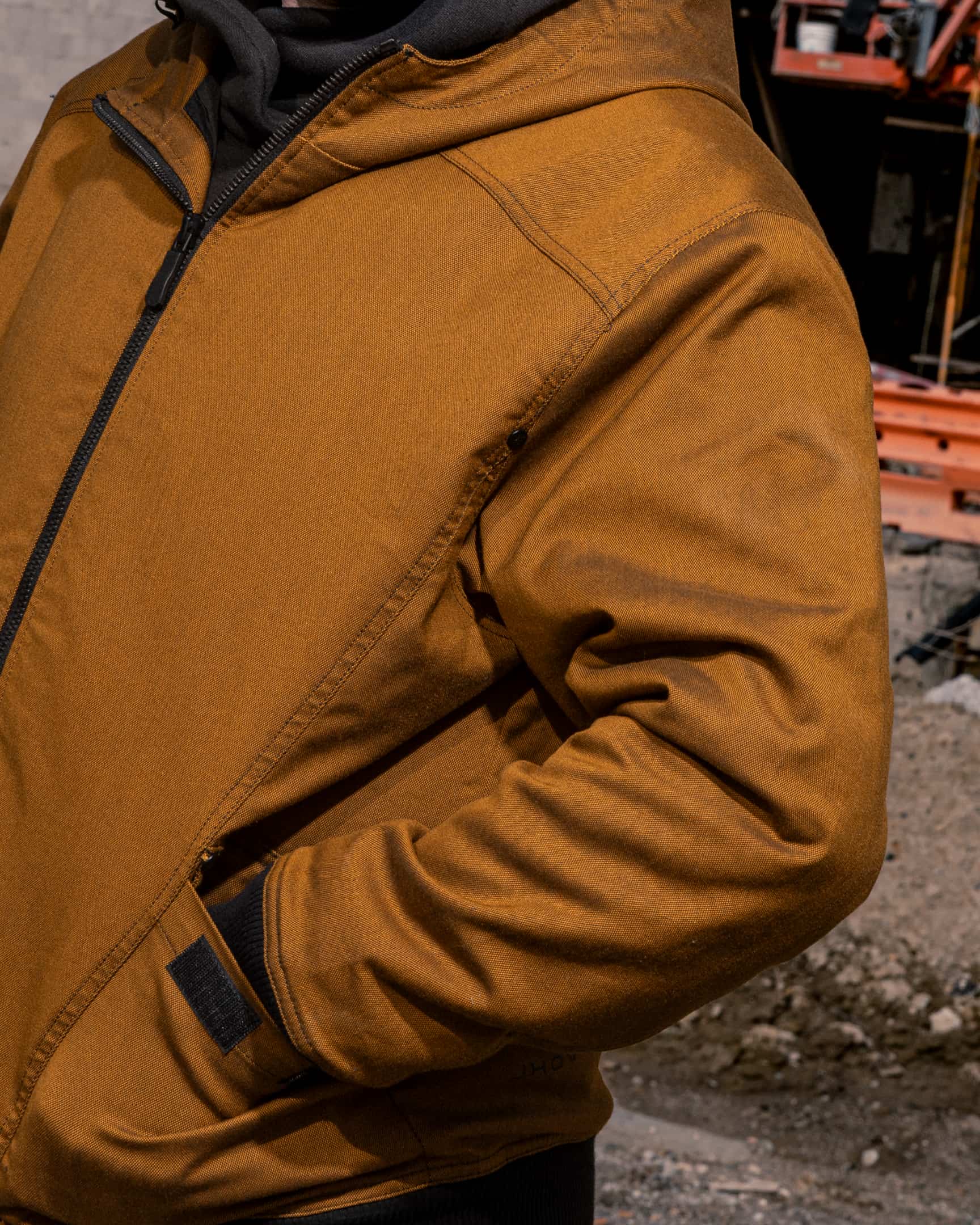 Vohl Quilted Lined Jacket – Tobacco – SKU WW-UJ-800, lifestyle closeup | color:Tobacco
