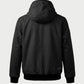 Vohl Quilted Lined Jacket - Black - SKU WW-UJ-900, back view with hood, Cordura outer shell and ribbed hem | color:Black