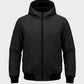 Vohl Quilted Lined Jacket - Black - SKU WW-UJ-900, front view with full zip, hood, ribbed cuffs and Cordura reinforced outer shell | color:Black
