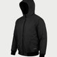 Vohl Quilted Lined Jacket - Black - SKU WW-UJ-900, angled front view with hood, full zip closure, flap pockets and Cordura outer shell | color:Black