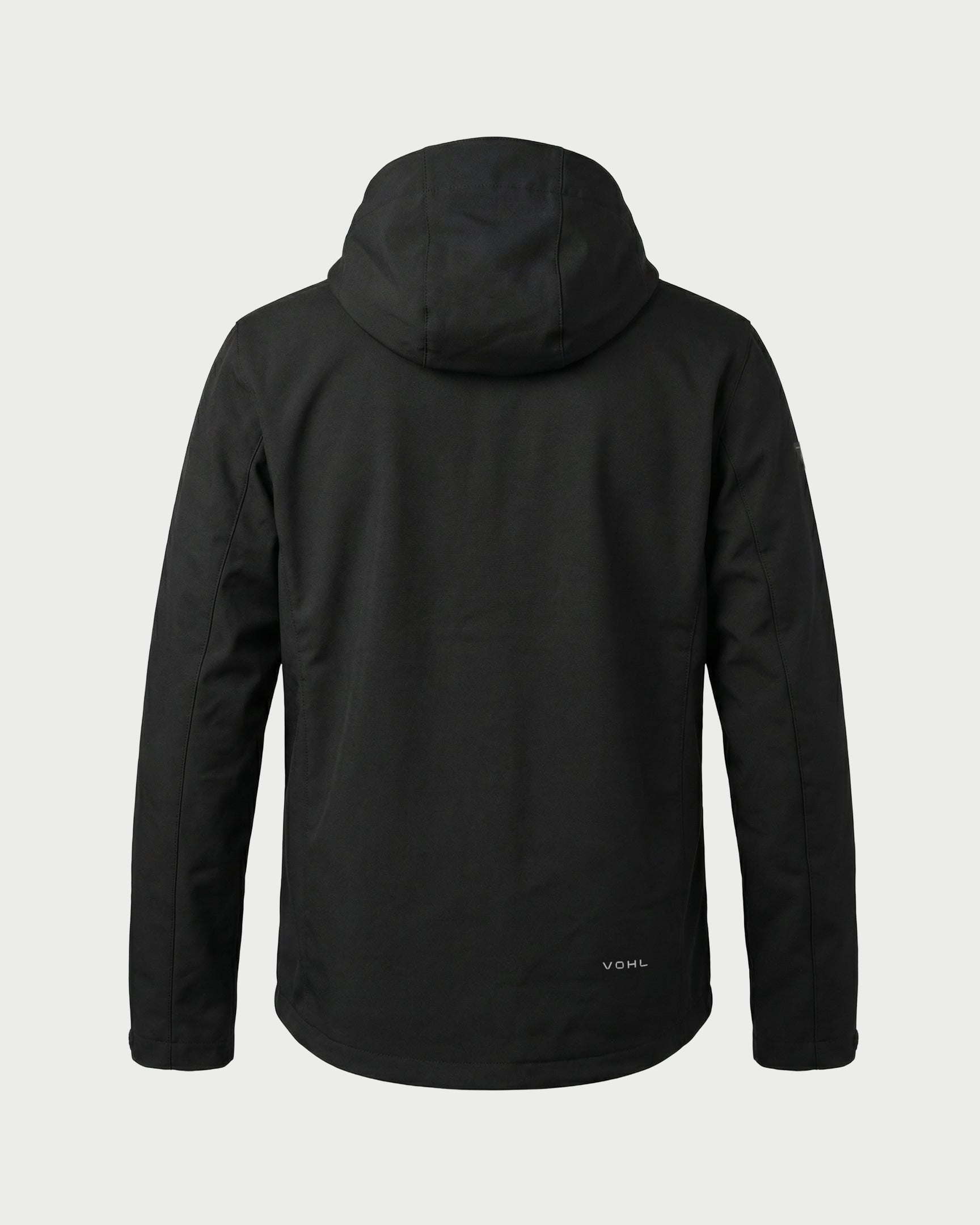 Vohl Lined Winter Jacket - Black - SKU WW-WJ-900, angled back view with hood and Cordura outer shell | color:Black