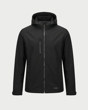 Vohl Lined Winter Jacket - Black - SKU WW-WJ-900, front view with full zip, hood, zip chest pocket and Cordura reinforced outer shell | color:Black
