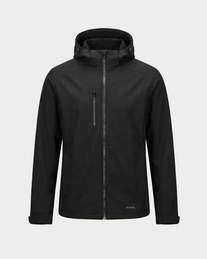 Vohl Lined Winter Jacket - Black - SKU WW-WJ-900, front view with full zip, hood, zip chest pocket and Cordura reinforced outer shell | color:Black