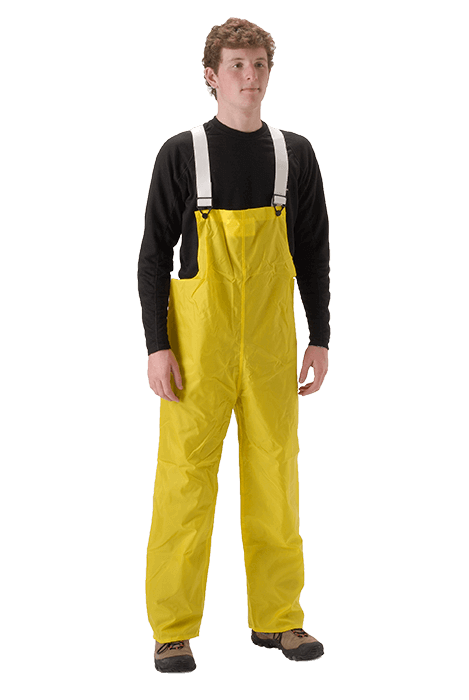 NASCO WorkLite plain-front rain bib overalls in Yellow