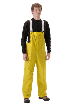 NASCO WorkLite plain-front rain bib overalls in Yellow