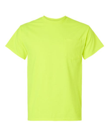 DLZ Logo- Gildan Adult Ultra Cotton Pocket T-Shirt- Safety Green