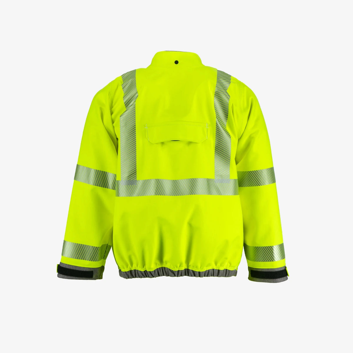 NASCO ArcJoule FR rain jacket in fluorescent yellow, back view