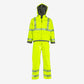 NASCO ArcJoule FR rain jacket in fluorescent yellow shown with matching ArcJoule bib overalls