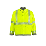 NASCO ArcJoule FR rain jacket in fluorescent yellow, front view