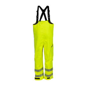 NASCO ArcJoule women's FR rain bib overalls in fluorescent yellow, back view
