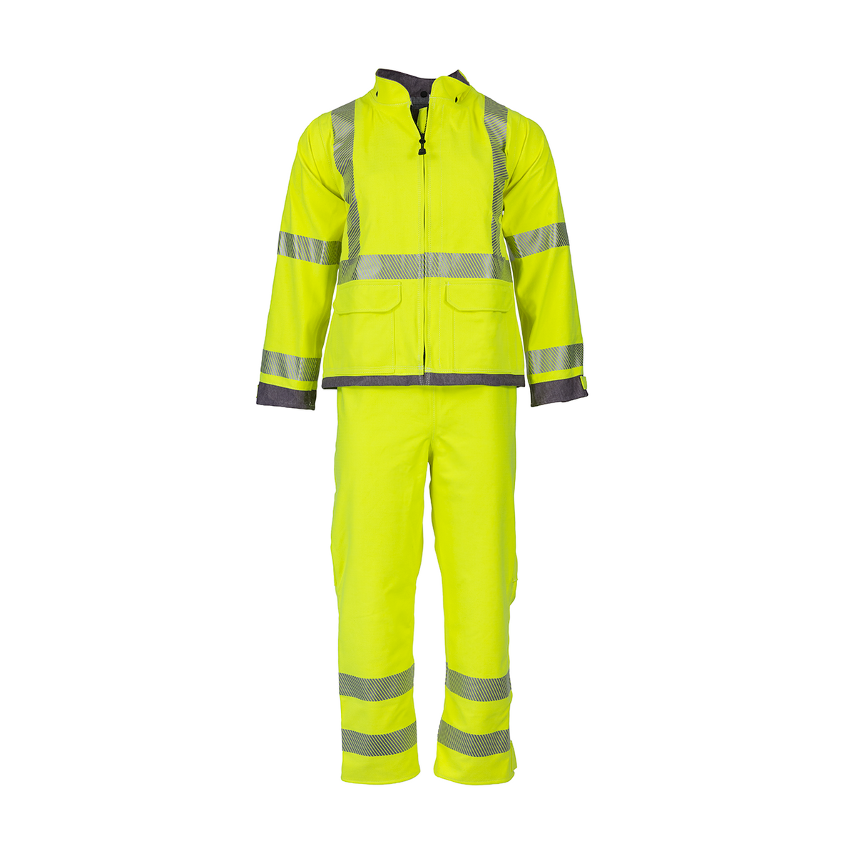 NASCO ArcJoule women's FR rain bib overalls with matching jacket, full-suit view