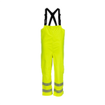 NASCO ArcJoule women's FR rain bib overalls in fluorescent yellow, front view