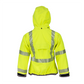 NASCO ArcJoule women's FR rain jacket in fluorescent yellow with detachable hood