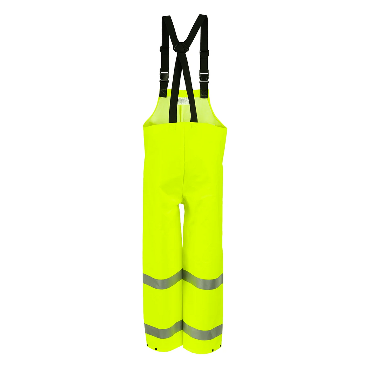 NASCO ArcLite Air FR rain bib overalls in fluorescent yellow, back view