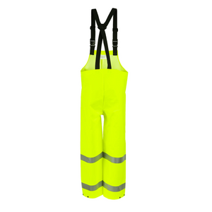 NASCO ArcLite Air FR rain bib overalls in fluorescent yellow, back view
