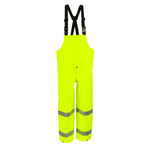 NASCO ArcLite Air FR rain bib overalls in fluorescent yellow, front view