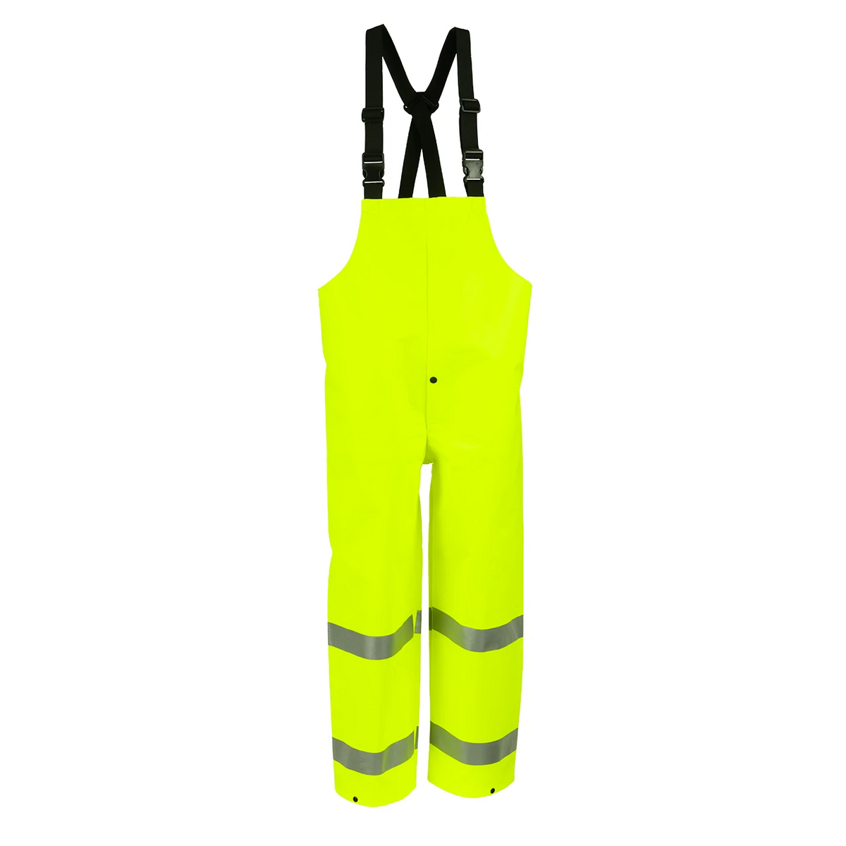 NASCO ArcLite Air FR rain bib overalls in fluorescent yellow, front view