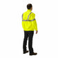 NASCO ArcLite Air FR rain jacket in fluorescent yellow, back view
