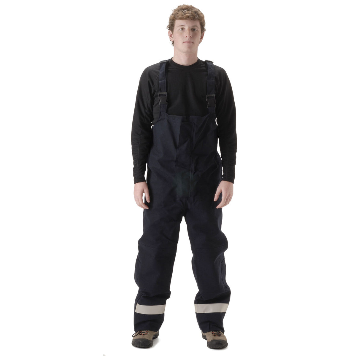 NASCO MP3 FR rain bib overalls in Navy, front view