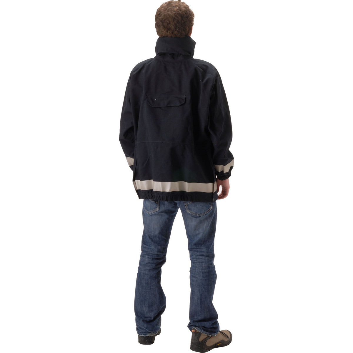 NASCO MP3 FR rain jacket in Navy, back view