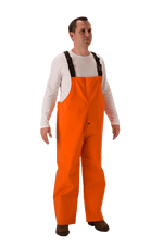 NASCO PetroLite FR rain bib overalls with fly front in International Orange
