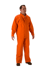NASCO PetroLite FR rain jacket with storm fly front in International Orange
