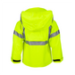 NASCO Sentinel women's FR rain jacket in Fluorescent Yellow, back view
