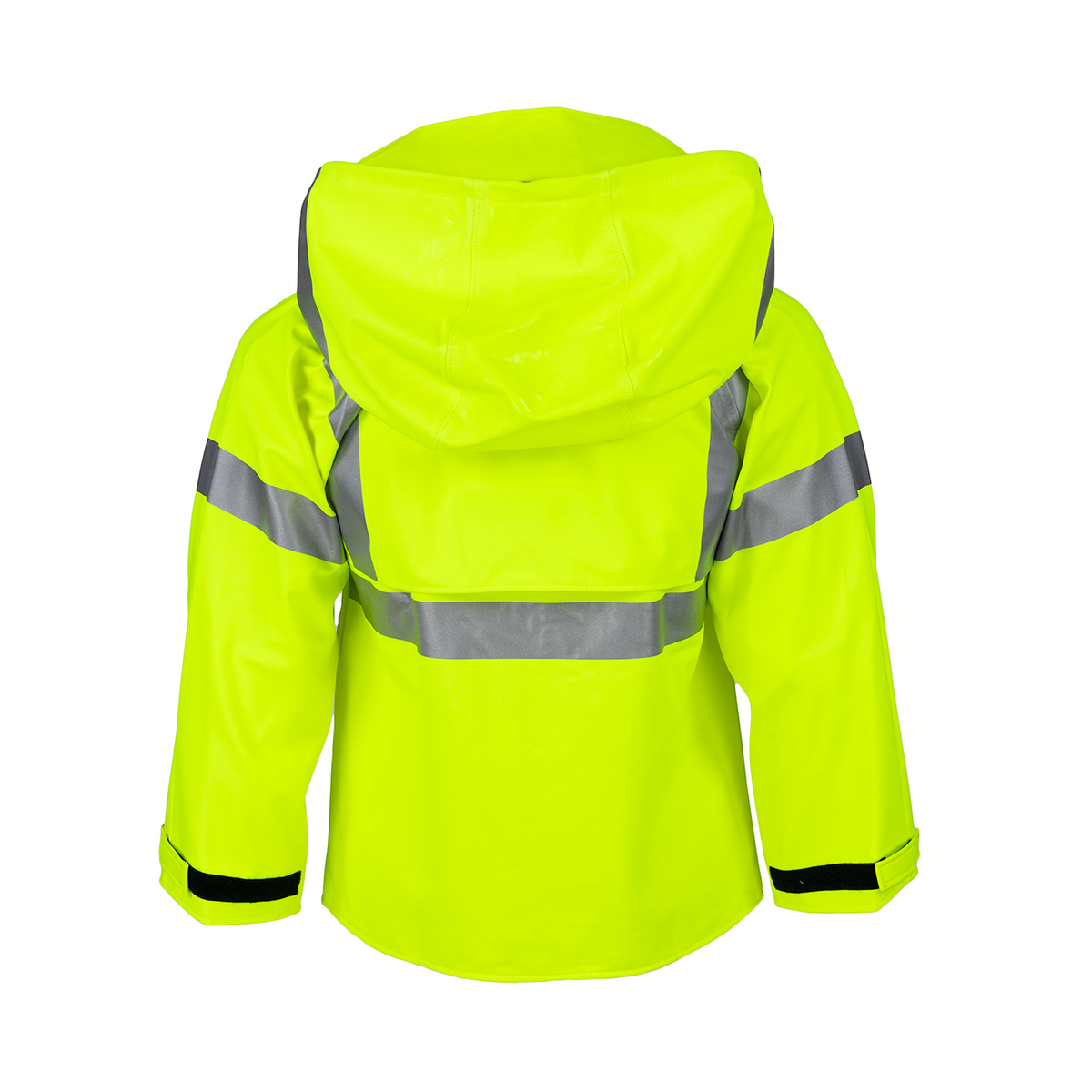 NASCO Sentinel women's FR rain jacket in Fluorescent Yellow, back view