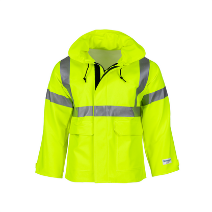 NASCO Sentinel women's FR rain jacket in Fluorescent Yellow, front view