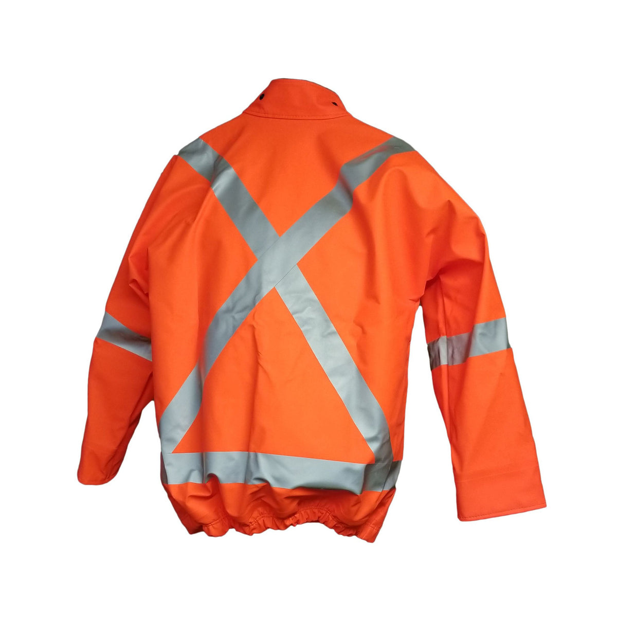 NASCO Sentinel FR rain jacket with CSA Z96 trim in Fluorescent Orange, back view