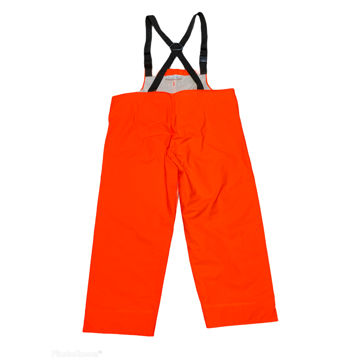 NASCO Sentinel FR rain bib overalls with self-material suspenders in Fluorescent Orange, back view