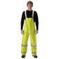 NASCO WorkLite HiVis rain bib overalls in Fluorescent Yellow, worn view