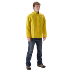 NASCO WorkLite rain jacket with collar in Yellow, front view