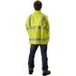 NASCO WorkLite HiVis rain jacket in Fluorescent Yellow, worn back view