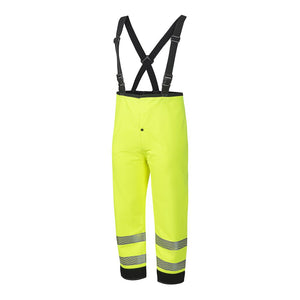 NASCO Omega 5501TNFY113 FR rain bib overalls in Navy and Fluorescent Yellow