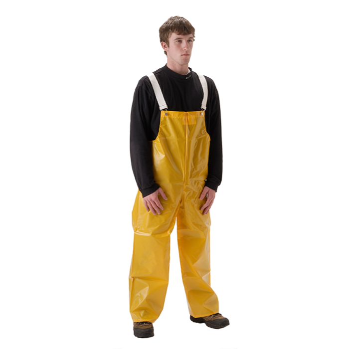 NASCO WorkHard heavy-duty rain bib overalls in Spanish Yellow