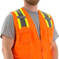 High Visibility Surveyors Safety Vest (PK 5 Vests) - DOT Striping, Zipper Close