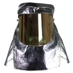 Aluminized Flip Front Hood with Metalized Gold Polycarbonate Faceshield - Carbon Armour Silvers H5