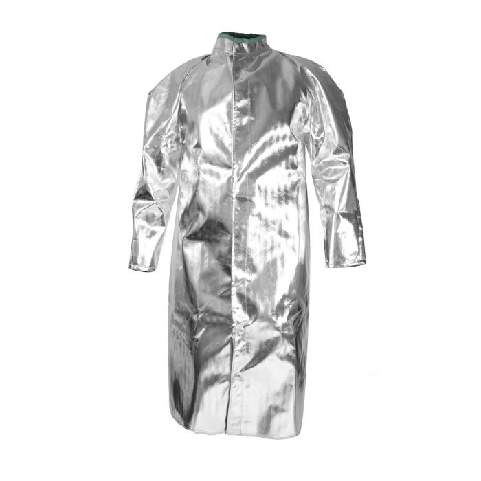 Aluminized Thermal Coat - 16 oz. Aluminized Acrysil, 50 in. Long, Covered Snap Front Jacket - National Safety Apparel