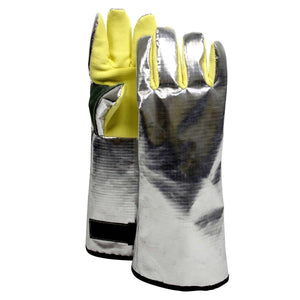 Aluminized Thermal Gloves - 11 Oz. OPF-Carbon Blend Back, Napped Kevlar Palm, 17 In. Long, Reinforced Wing Thumb, Wool Lined (PK 1 Pair) - 4 WEEK LEAD TIME