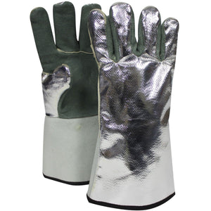 Aluminized Thermal Gloves - Rayon Back, Leather Palm, 13 In. Long, Wing Thumb, Wool Lined (PK 1 Pair)