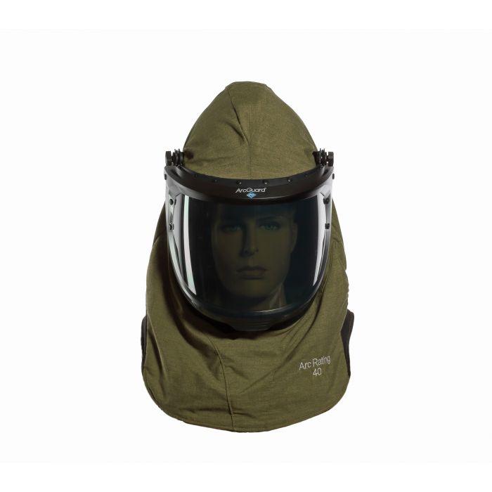 Arc Flash Lift Front Hood with Faceshield, Slotted Adapter and Hard Hat - Fire and Arc Flash Resistant - National Safety Apparel