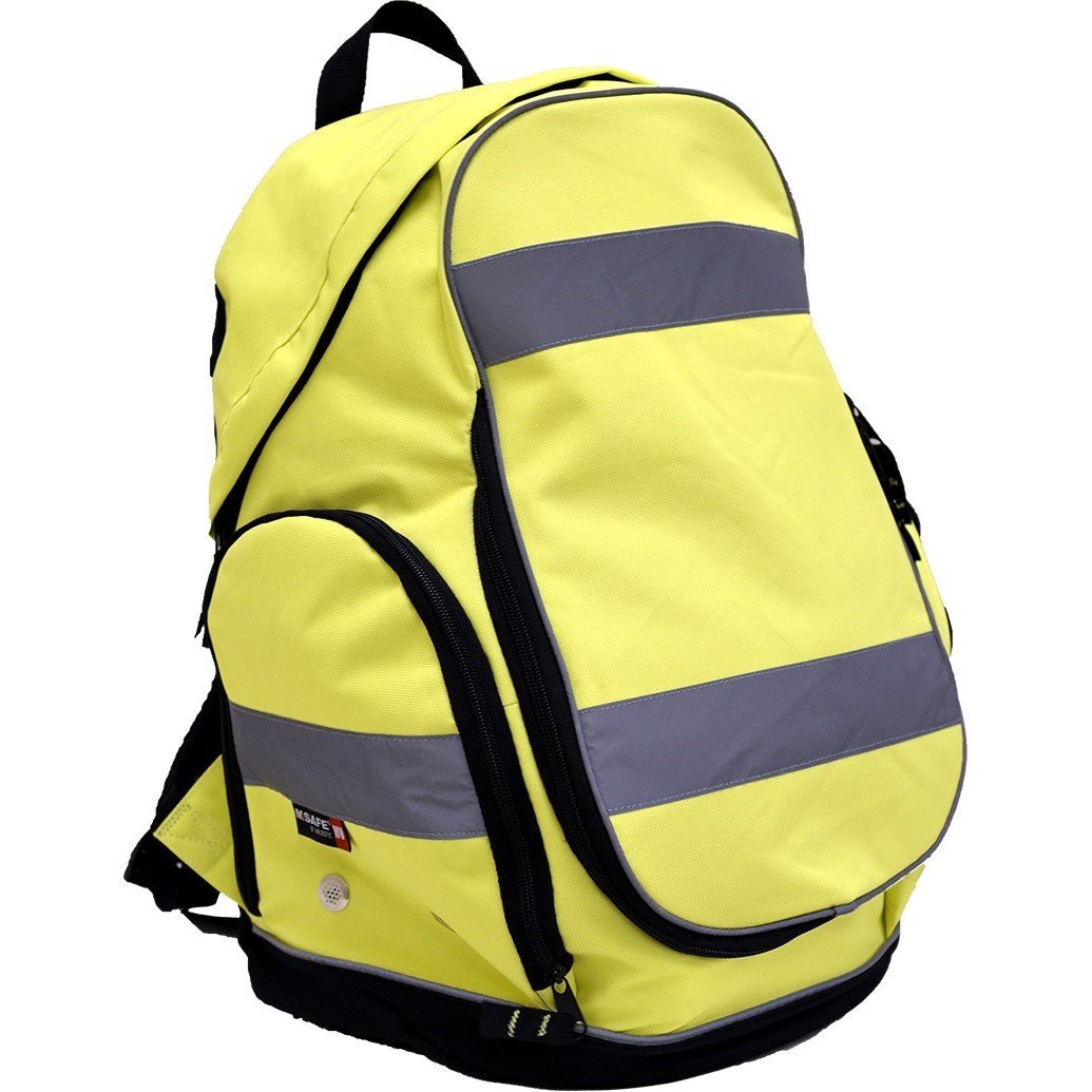 High Visibility Backpack - HiViz Yellow Carry All with Reflective Striping - Majestic