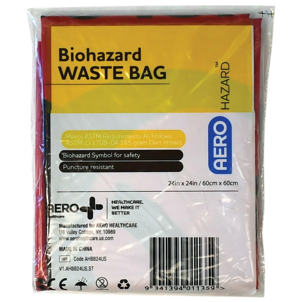 Biohazard Bag - 24 Inch x 24 Inch - First Aid Kit Refills (PK 100 Bags)