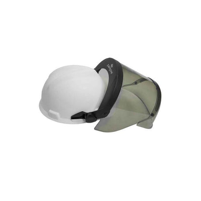 Cap-Style Hard Hat Helmet with 12 Cal Arc Flash, Adjustable Flip-Up Faceshield, Standard Slotted Helmet Mounted - National Safety Apparel