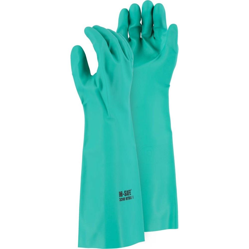 Chemical Resistant Gloves - 22 MIL Unlined Nitrile, Diamond Pattern Grip, 18 Inch Slip On Cuff (12 Pairs)