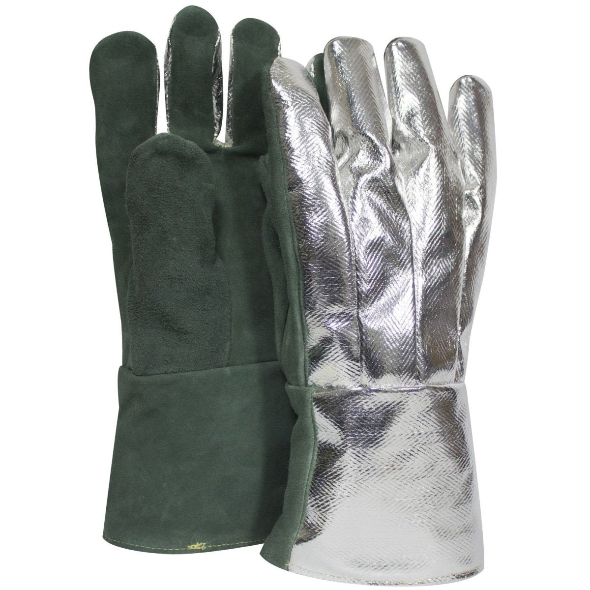 Cut Resistant Aluminized Thermal Gloves - Rayon Back, Leather Palm, Straight Thumb, Light Cut Resistance (PK 1 Pair)