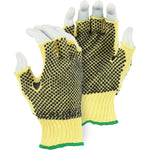 Cut Resistant Glove - Kevlar Fiber Blend, PVC Dotted, Fingerless Medium Weight, Light Cut Resistance (PK 12 Pairs) - Majestic