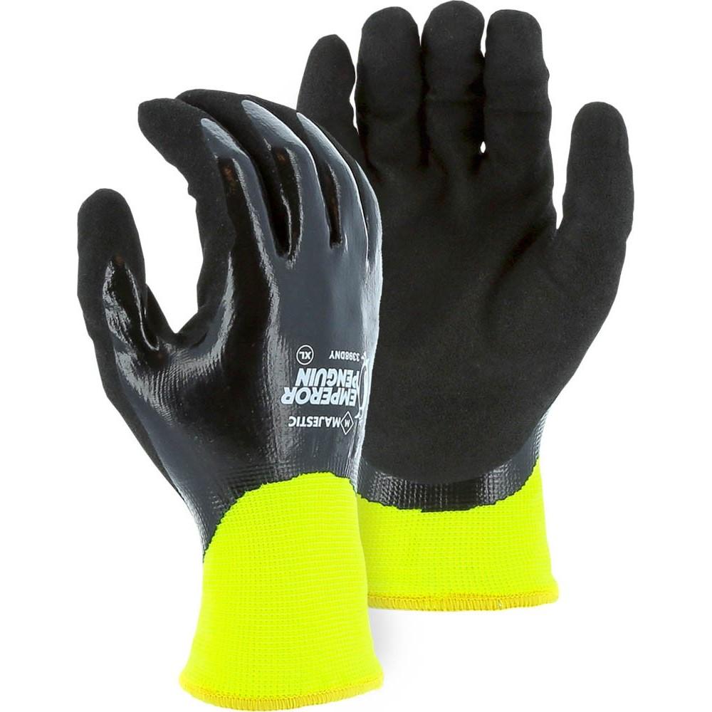 Cut Resistant Winter Glove - Nylon Blend, Nitrile Double Palm Dip, Waterproof, High Visibility, Light Cut Resistance (PK 12 Pairs) - Majestic