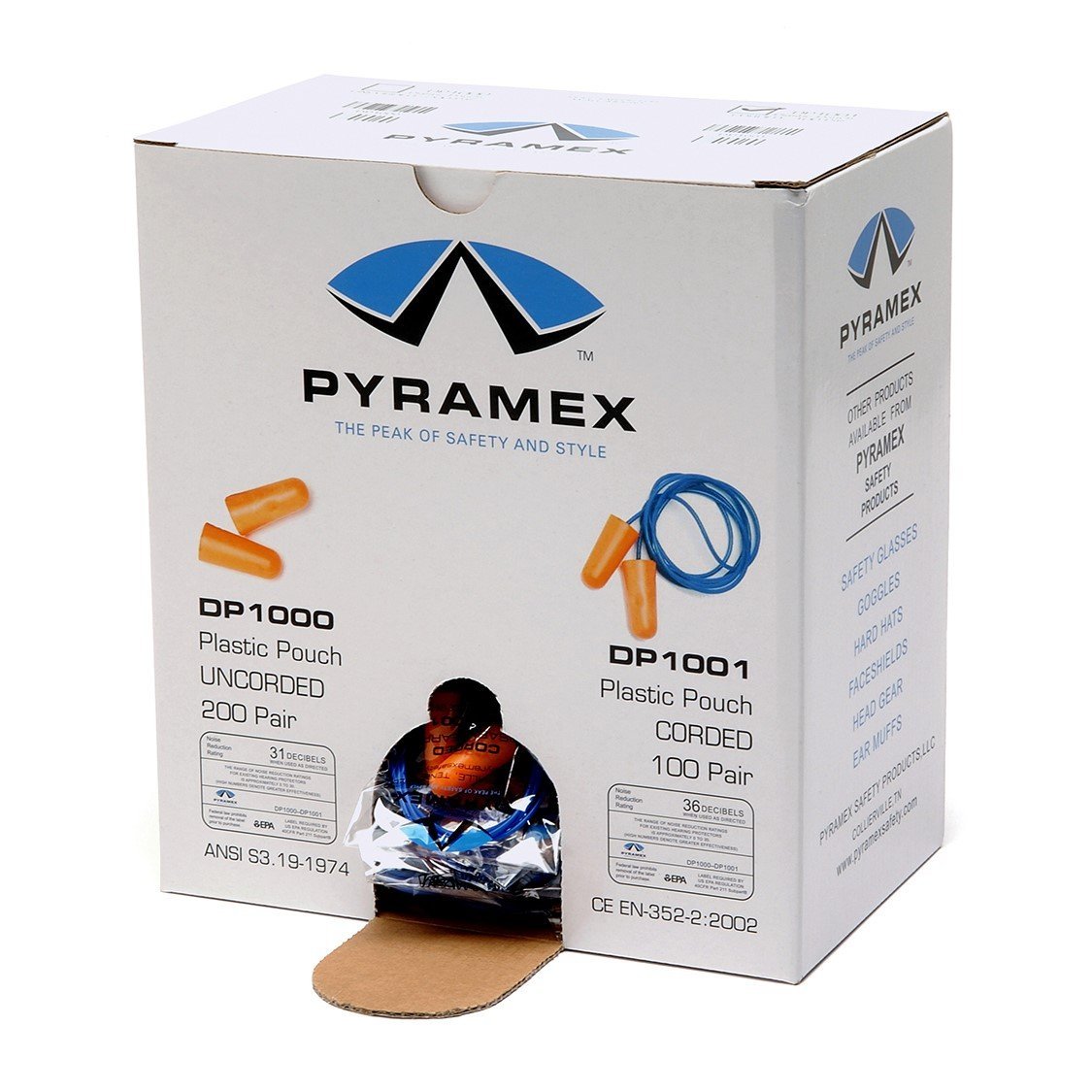 Disposable NRR32dB Earplugs with Dispenser Options - Pyramex